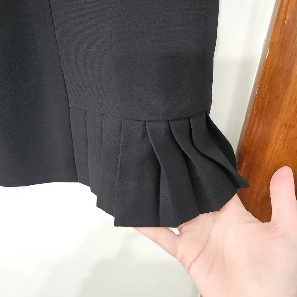 90s Vintage Black Ann Taylor Midi Pleated Skirt Sz 10 Medium Office Siren